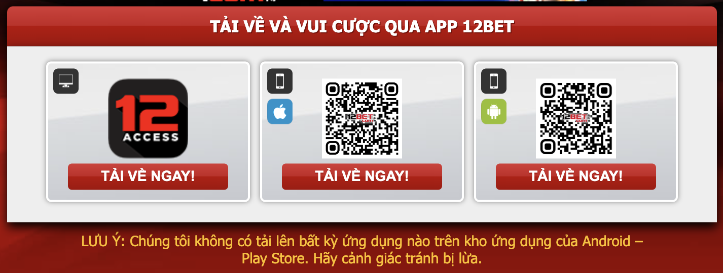 Tải 12Bet về điện thoại thông minh của bạn thông qua mã QR dễ dàng và nhanh chóng Tải 12Bet về điện thoại thông minh của bạn thông qua mã QR dễ dàng và nhanh chóng