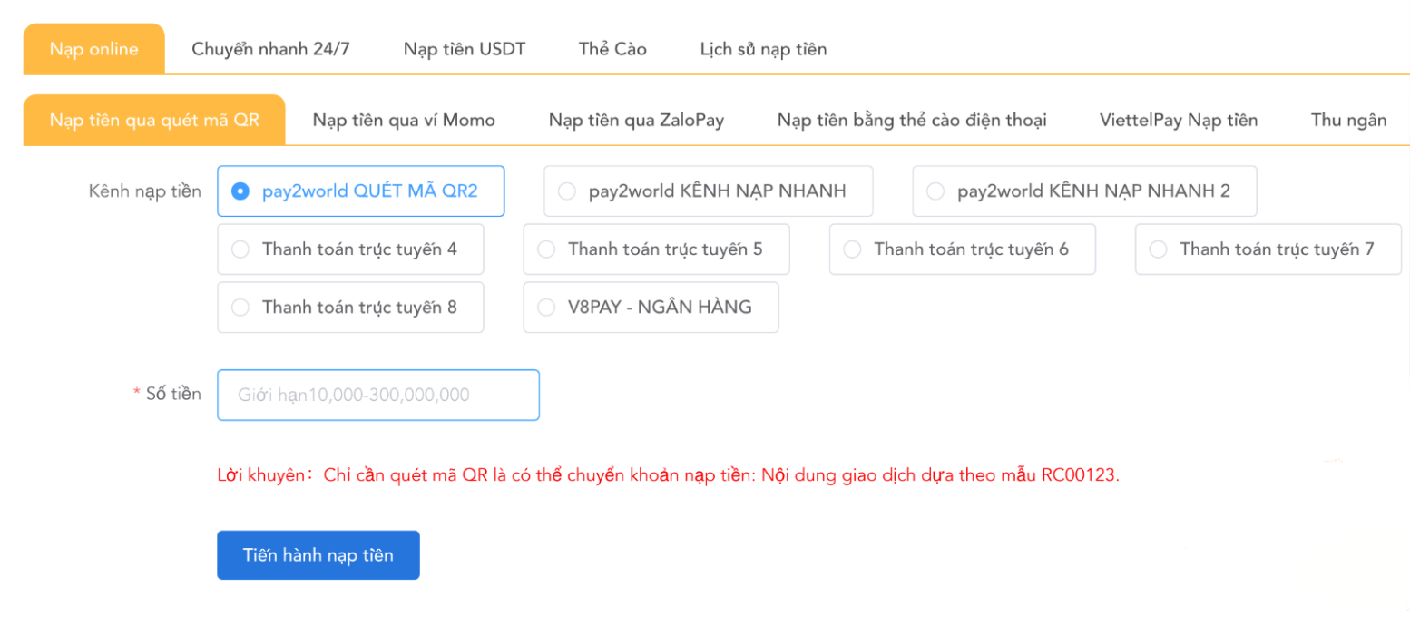 Hướng dẫn gửi tiền vào sòng bài So Do Hướng dẫn gửi tiền vào sòng bài So Do